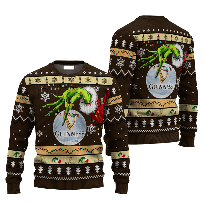 Guinness Grinch Hand Stock Ugly Sweater - VinoVogue.com