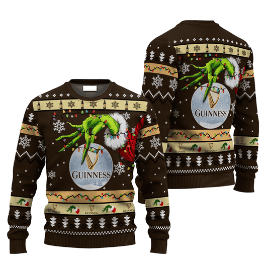 Guinness Grinch Hand Stock Ugly Sweater - VinoVogue.com