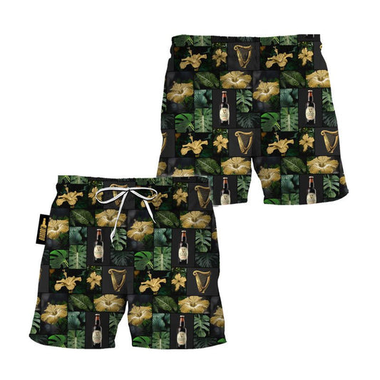 Guinness Tropical Hibiscus Flower Swim Trunks - VinoVogue.com