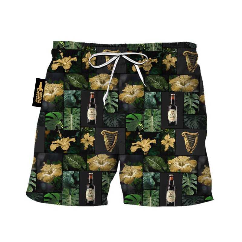 Guinness Tropical Hibiscus Flower Swim Trunks - VinoVogue.com