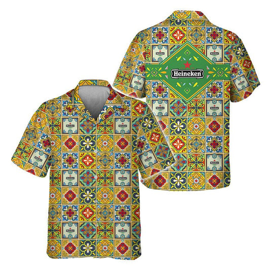 Heineken Azulejo Inspired Hawaiian Shirt - VinoVogue.com