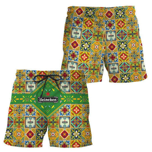 Heineken Azulejo Inspired Swim Trunks - VinoVogue.com