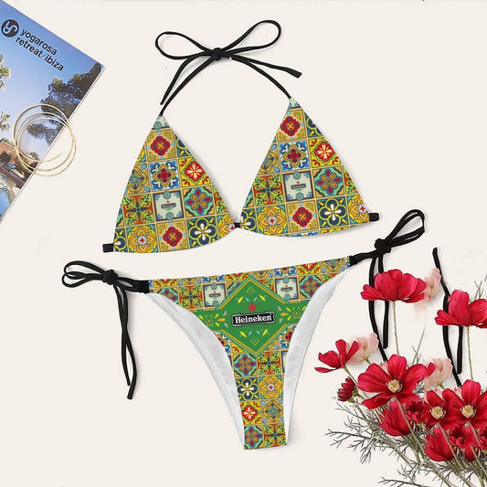 Heineken Azulejo Inspired Triangle Beach Bikini - VinoVogue.com