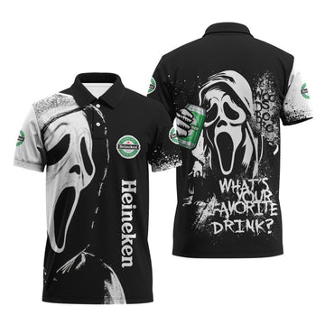 Heineken Ghostface Scream Polo Shirt - VinoVogue.com