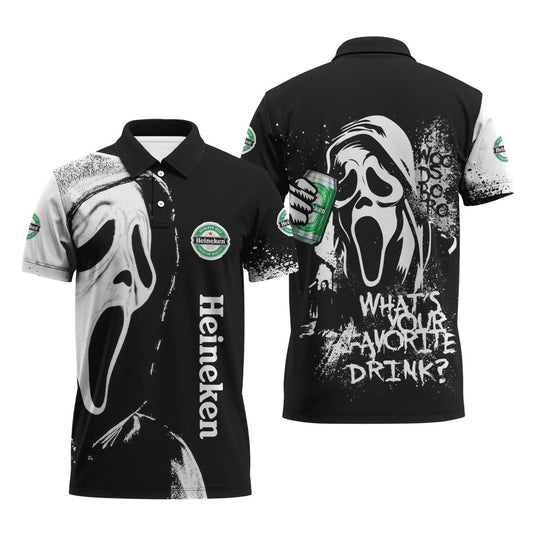 Heineken Ghostface Scream Polo Shirt - VinoVogue.com