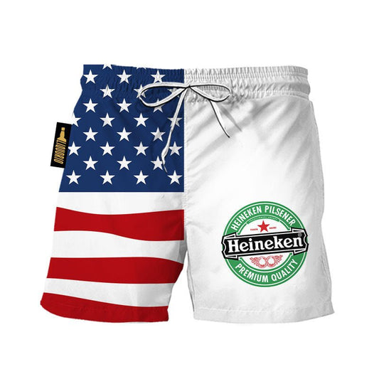 Heineken Amerian Flag Swim Trunks - VinoVogue.com