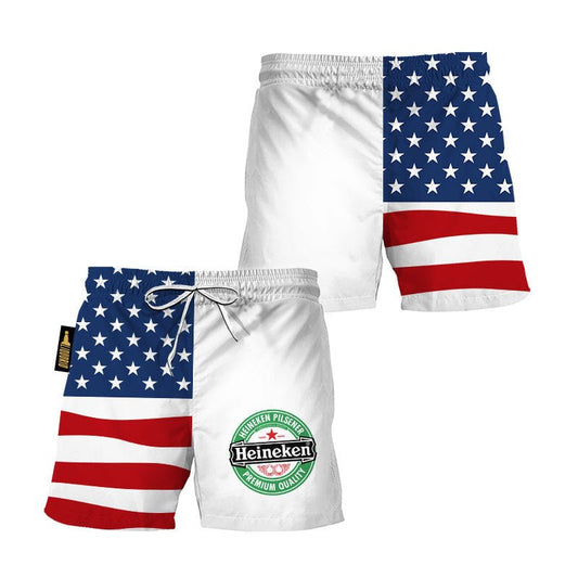 Heineken Amerian Flag Swim Trunks - VinoVogue.com