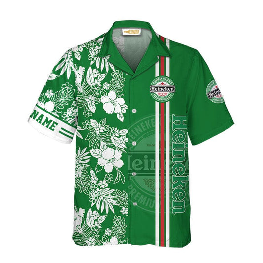 Personalized Heineken Floral Aloha Hawaiian Shirt - VinoVogue.com