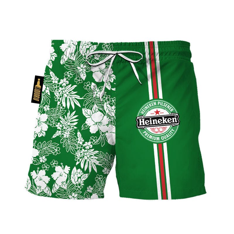 Heineken Flower Stripe Swim Trunks - VinoVogue.com