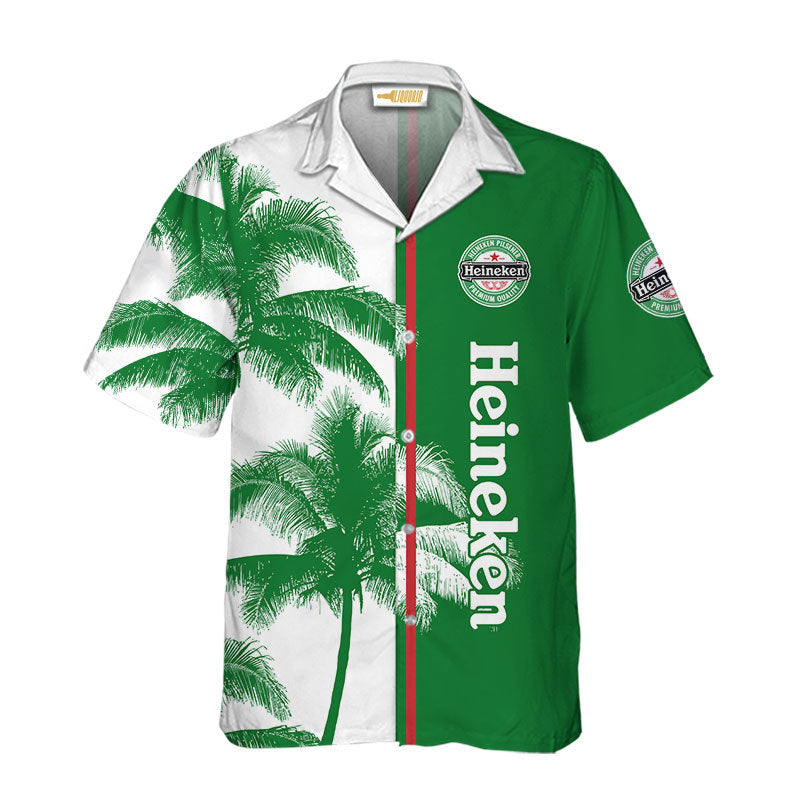 Heineken Island Palm Tree Hawaiian Shirt