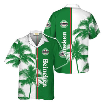 Heineken Island Palm Tree Hawaiian Shirt - VinoVogue.com