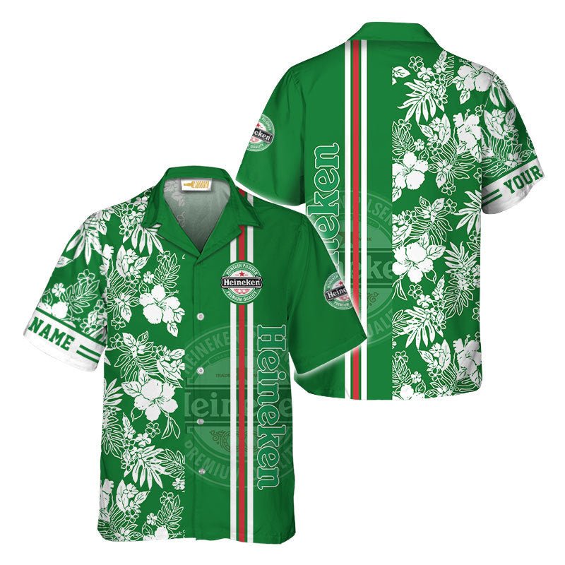 Personalized Heineken Floral Aloha Hawaiian Shirt - VinoVogue.com