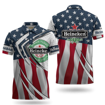 Heineken Inside American Flag Polo Shirt - VinoVogue.com