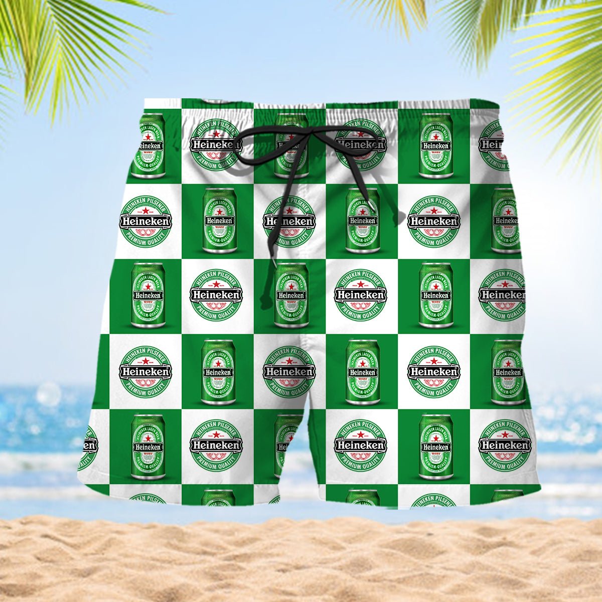 Heineken Gingham Hawaiian Shirt And Shorts Set - VinoVogue.com