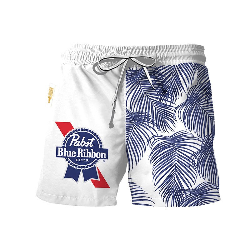 Pabst Blue Ribbon Tropical Fern Swim Trunks - VinoVogue.com