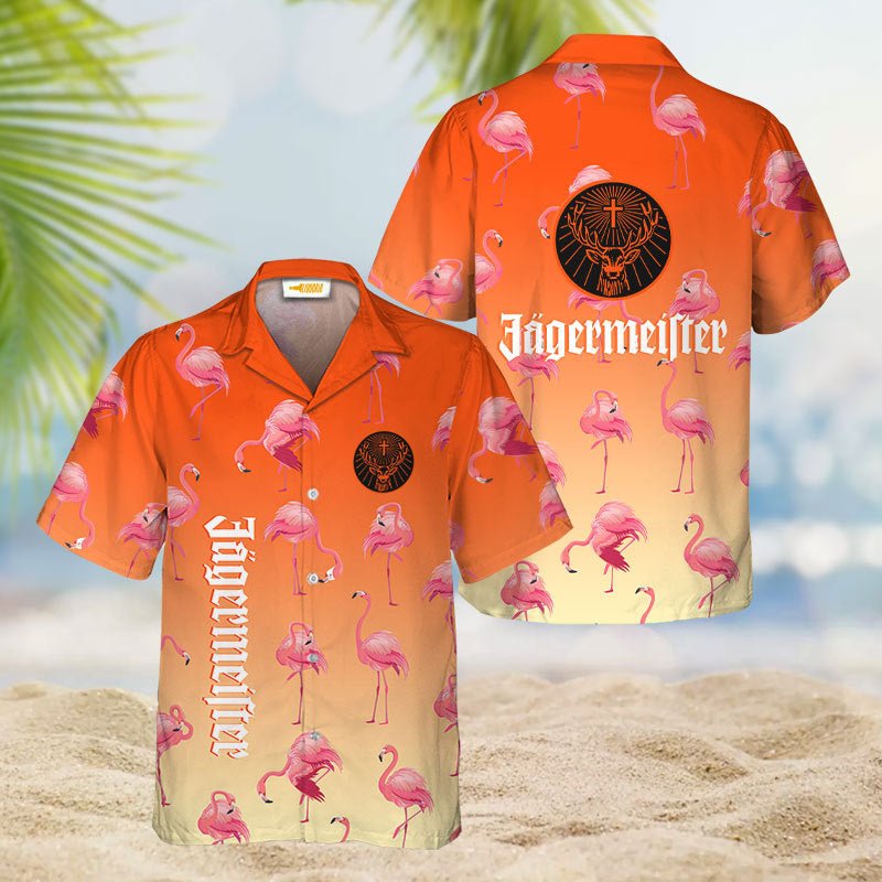 Jagermeister Flamingo Hawaiian Shirt And Shorts Set - VinoVogue.com