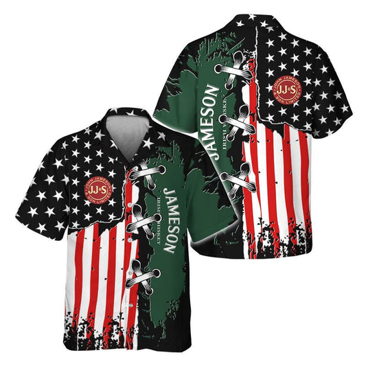 Jameson Patriotic Grunge Flag Hawaiian Shirt - VinoVogue.com
