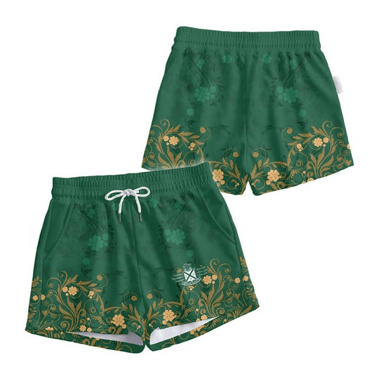 Jameson St Patrick's Floral Shamrock Women's Casual Shorts - VinoVogue.com