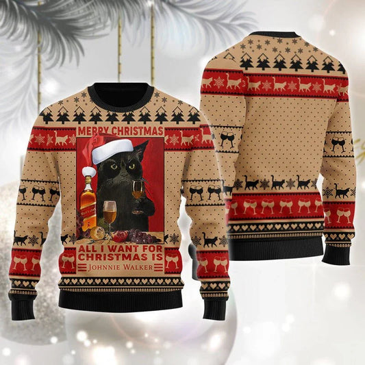 Johnnie Walker Is All I Want For Christmas Ugly Sweater - VinoVogue.com