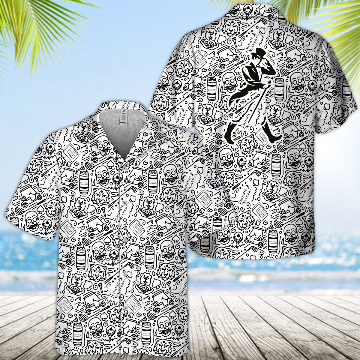 Johnnie Walker Summer Doodle Art Hawaiian Shirt