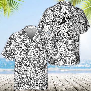 Johnnie Walker Summer Doodle Art Hawaiian Shirt