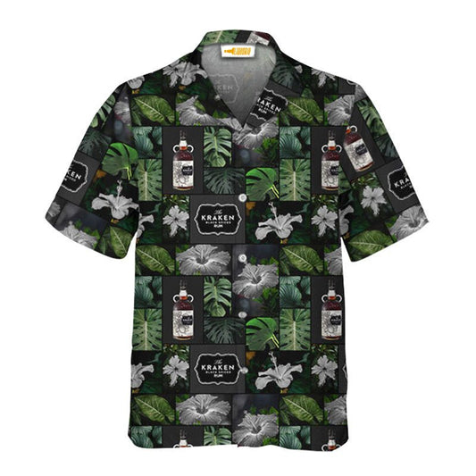 Kraken Rum Tropical Hibiscus Flower Hawaiian Shirt - VinoVogue.com