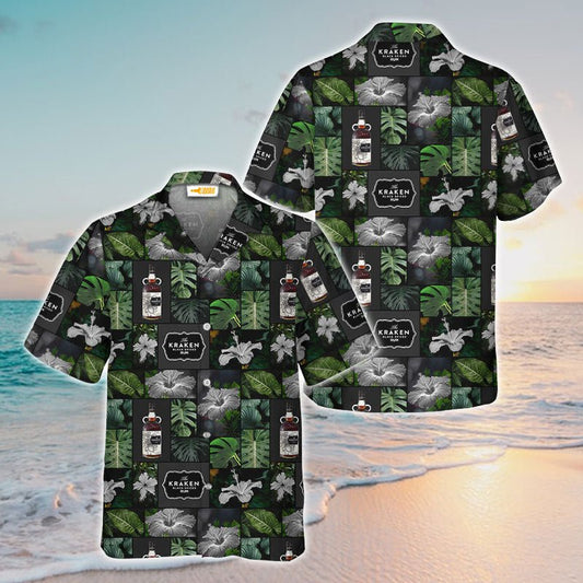 Kraken Rum Tropical Hibiscus Flower Hawaiian Shirt - VinoVogue.com