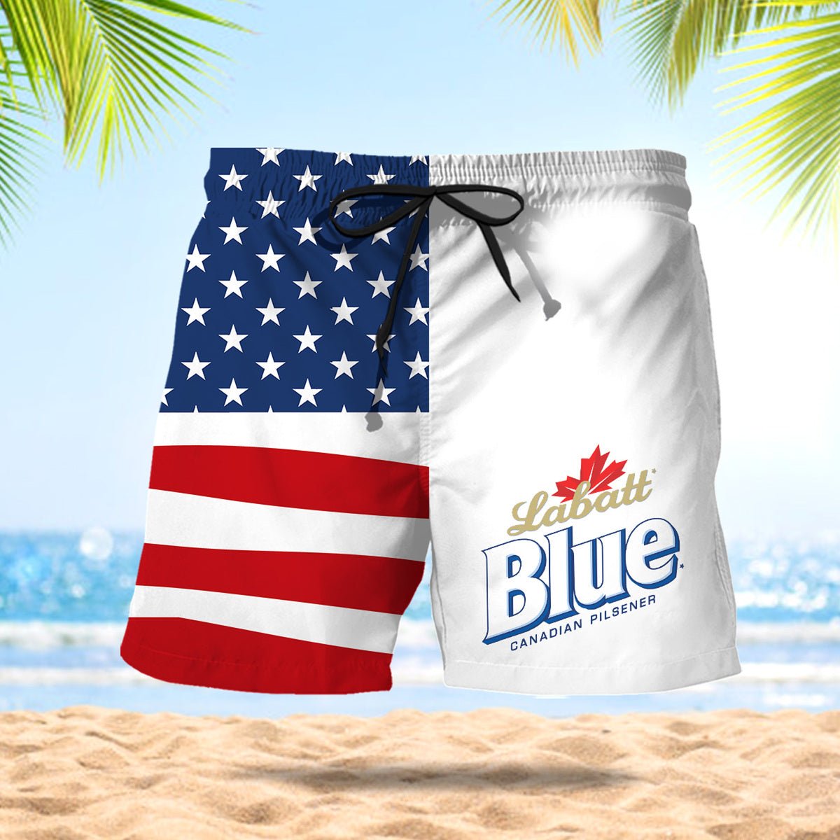 Labatt Blue American Flag Swim Trunks - VinoVogue.com