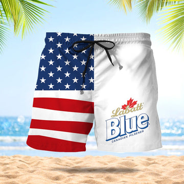 Labatt Blue American Flag Swim Trunks - VinoVogue.com