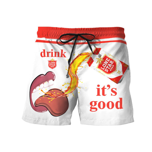 Drink Lone Star It's Good Swim Trunks - VinoVogue.com