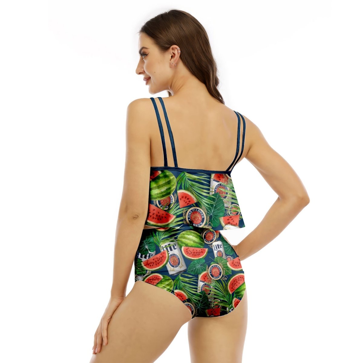 Miller Lite Watermelon Ruffled Vest Swimsuit - VinoVogue.com