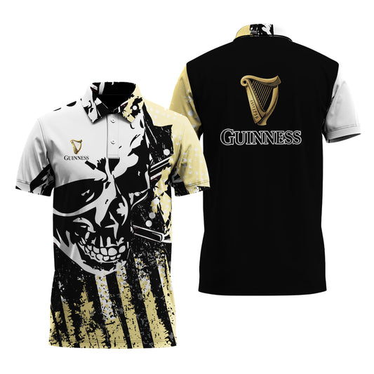 Guinness Guns And Skulls Polo Shirt