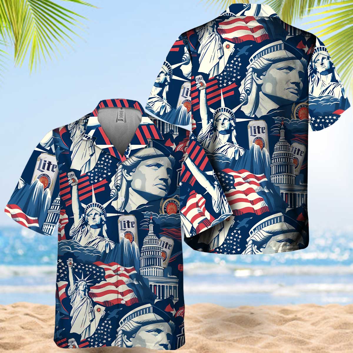 American Liberties Holding Miller Lite Hawaiian Shirt - VinoVogue.com