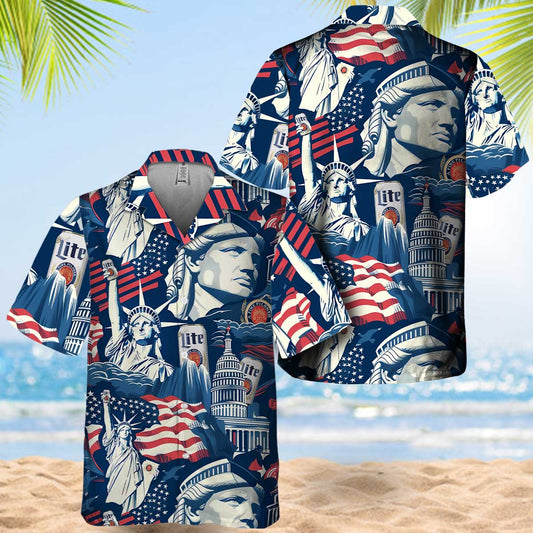 American Liberties Holding Miller Lite Hawaiian Shirt