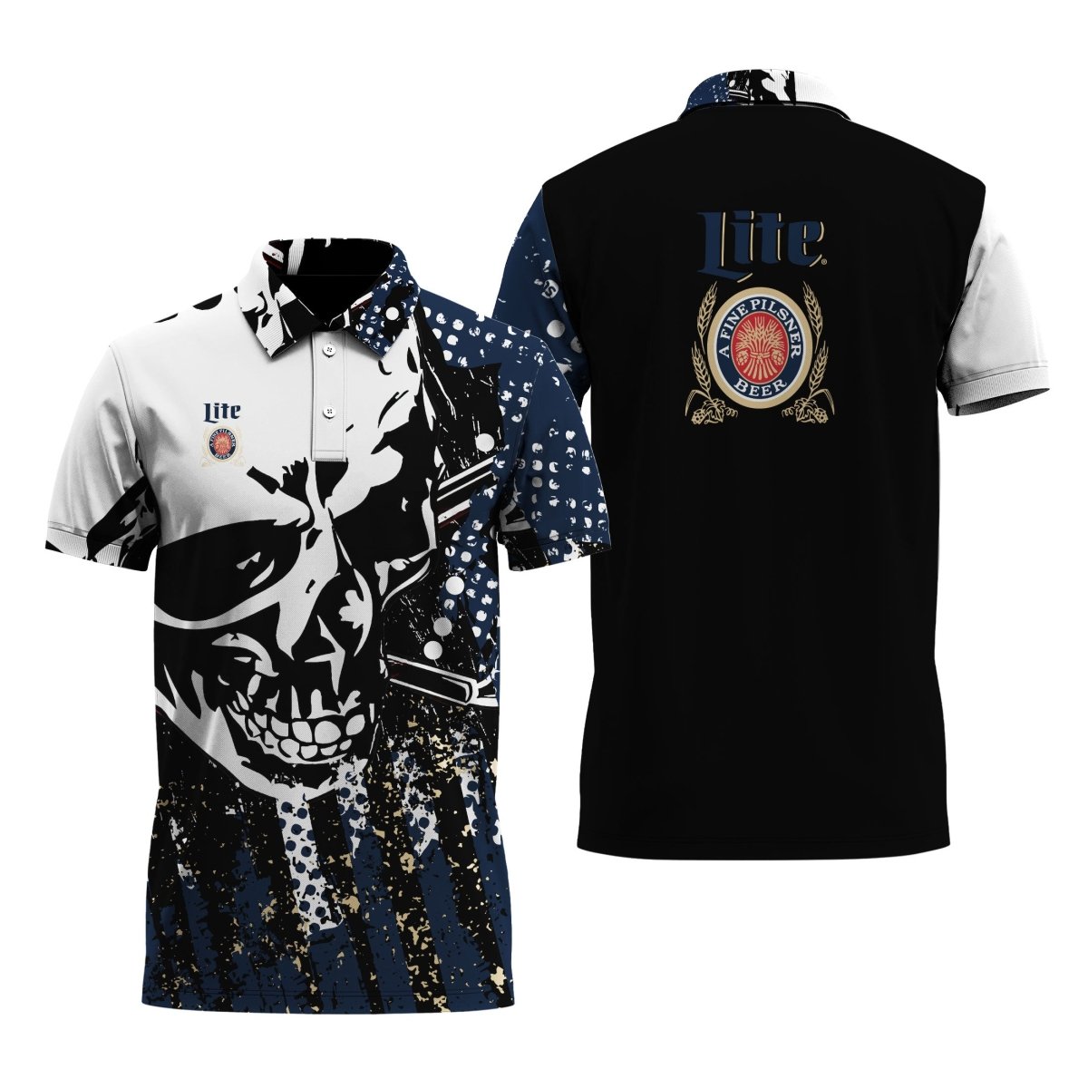 Miller Lite Skull Legend Polo Shirt - VinoVogue.com