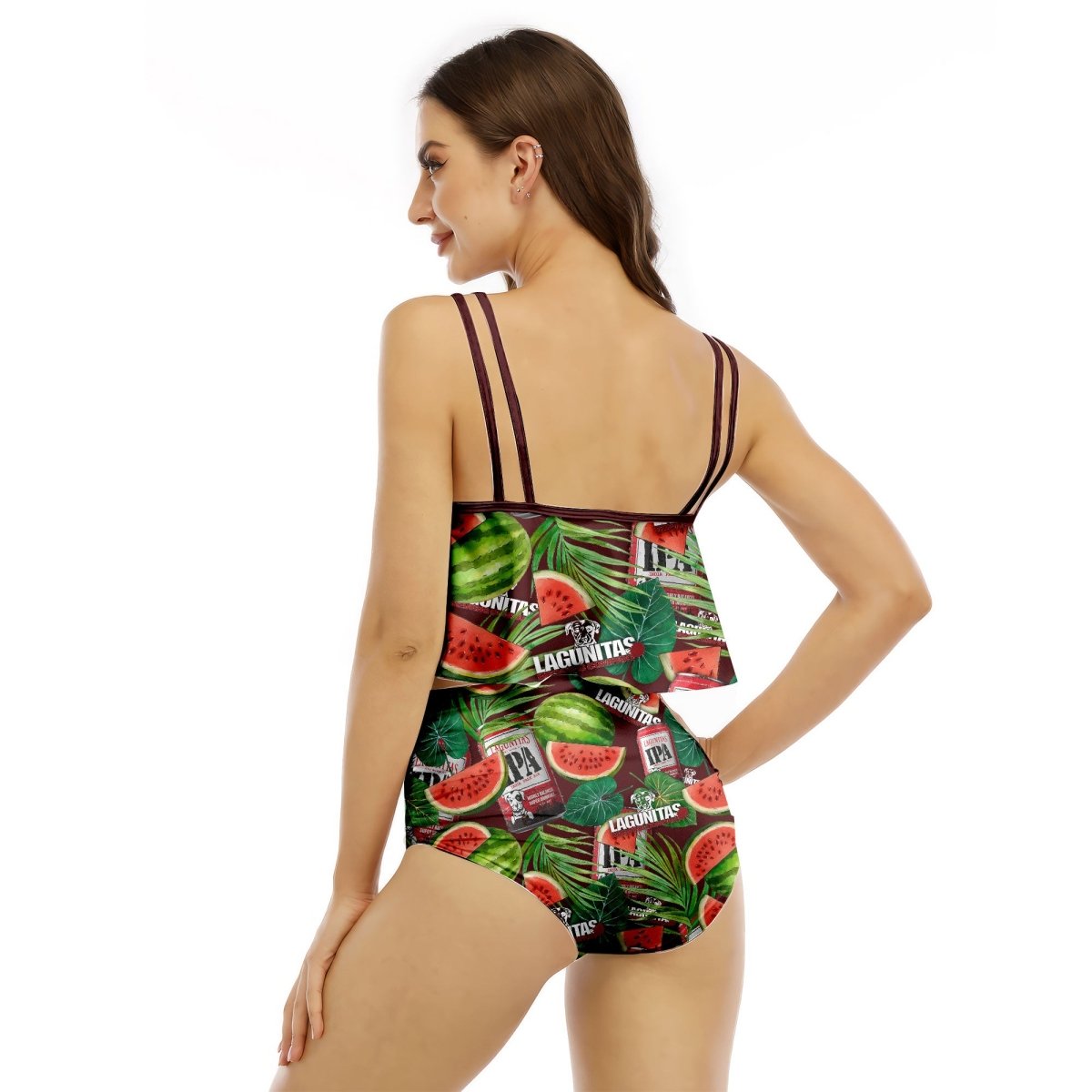 Lagunitas Watermelon Ruffled Vest Swimsuit - VinoVogue.com