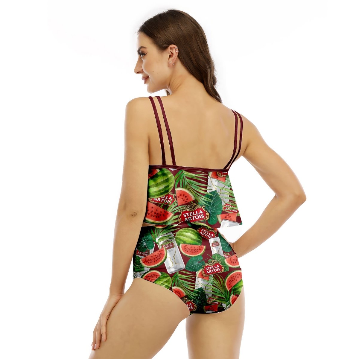 Stella Artois Watermelon Ruffled Vest Swimsuit - VinoVogue.com