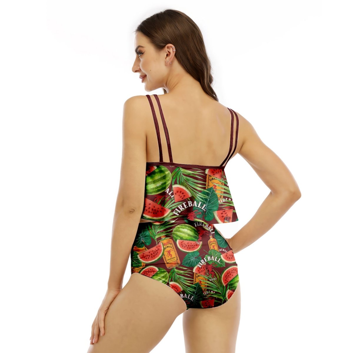 Fireball Watermelon Ruffled Vest Swimsuit - VinoVogue.com