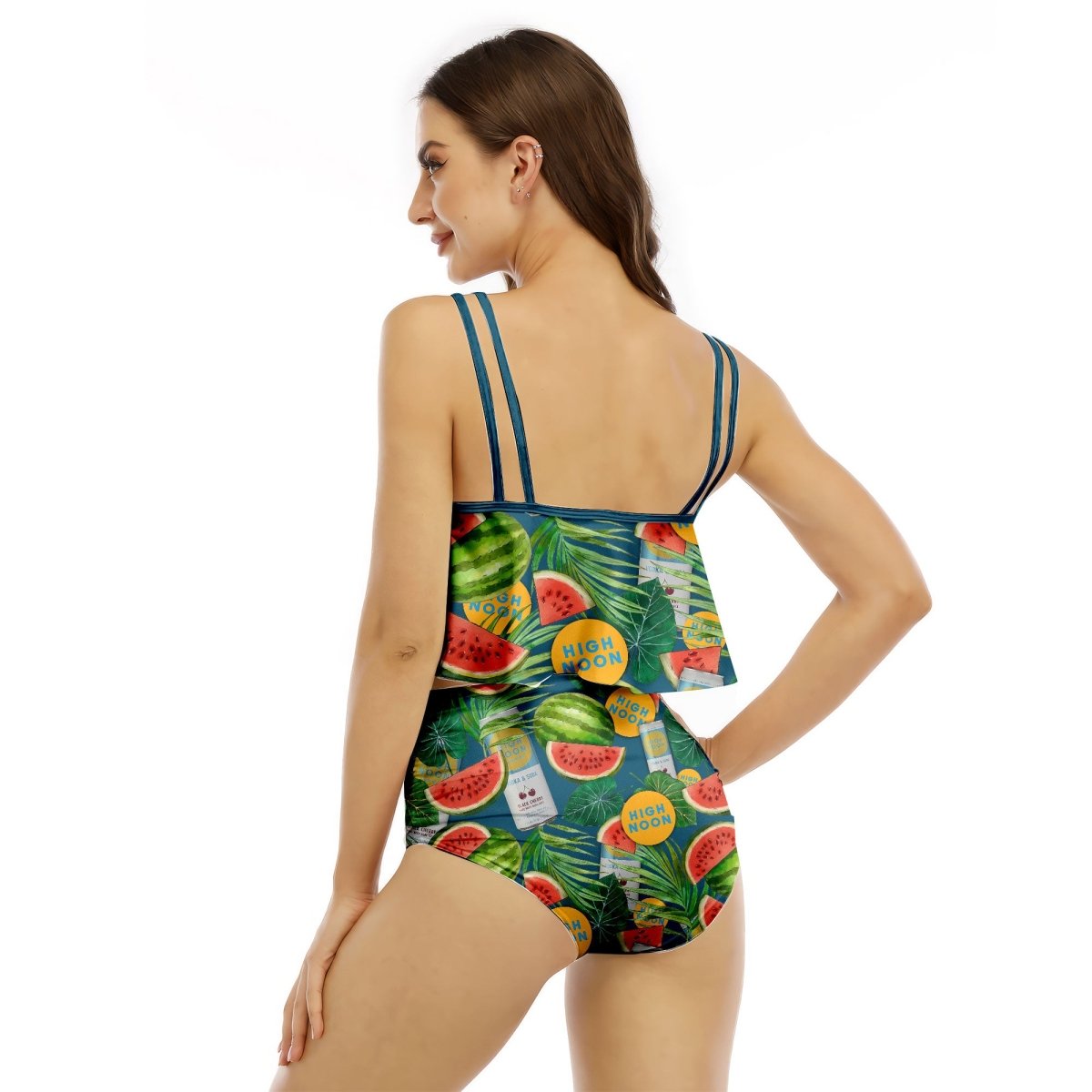 High Noon Watermelon Ruffled Vest Swimsuit - VinoVogue.com