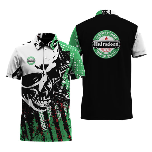 Heineken Guns And Skulls Polo Shirt
