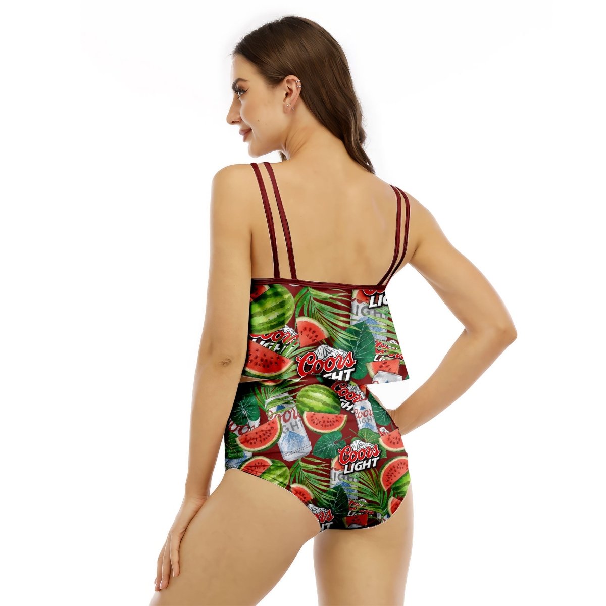 Coors Light Watermelon Ruffled Vest Swimsuit - VinoVogue.com