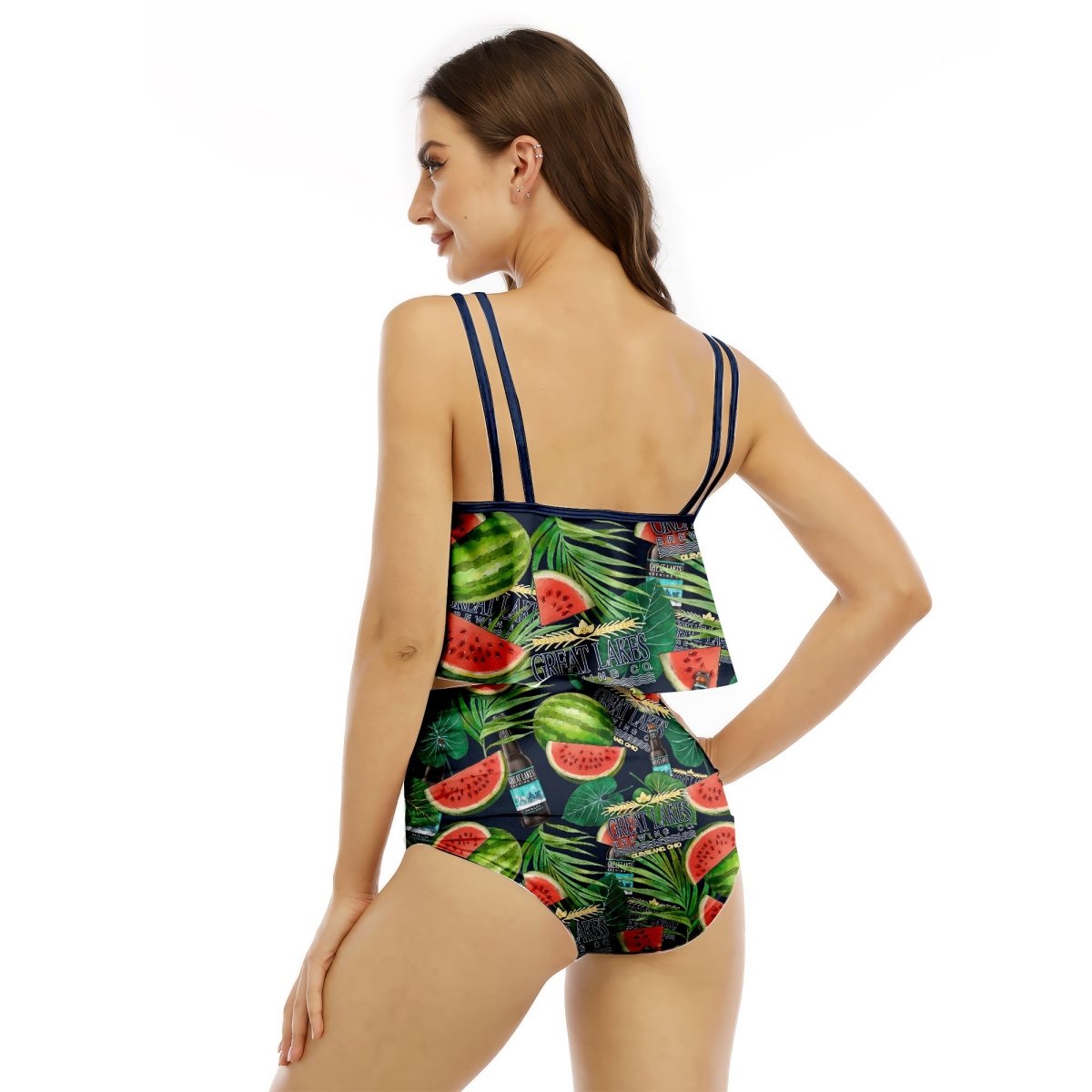 Great Lakes Watermelon Ruffled Vest Swimsuit - VinoVogue.com