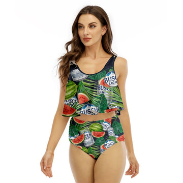 Busch Light Watermelon Ruffled Vest Swimsuit - VinoVogue.com