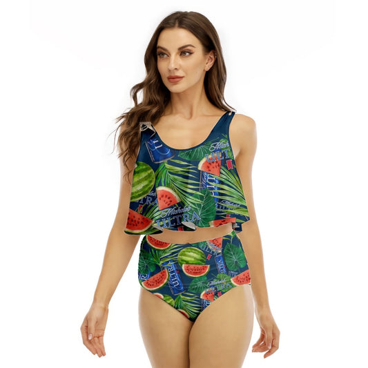 Michelob Ultra Watermelon Ruffled Vest Swimsuit - VinoVogue.com