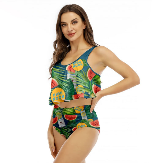 High Noon Watermelon Ruffled Vest Swimsuit - VinoVogue.com