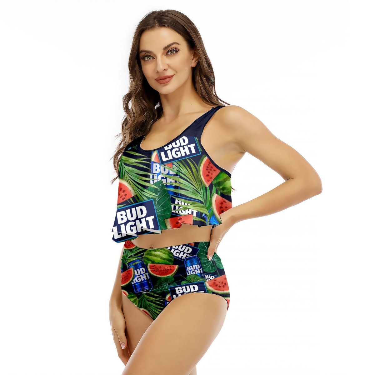 Bud Light Watermelon Ruffled Vest Swimsuit - VinoVogue.com