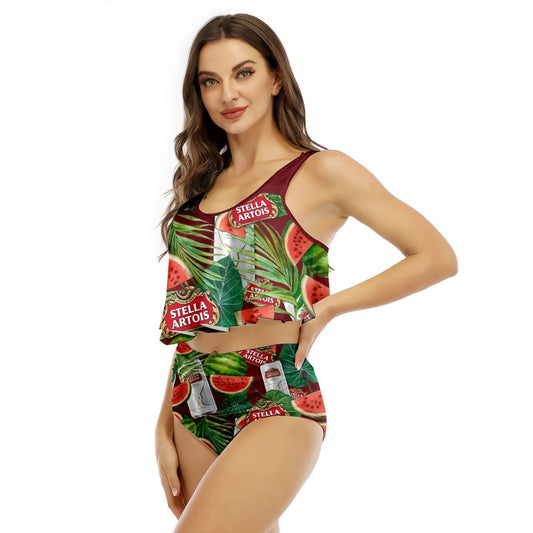 Stella Artois Watermelon Ruffled Vest Swimsuit - VinoVogue.com