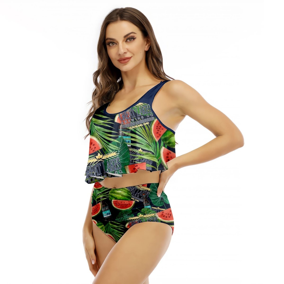 Great Lakes Watermelon Ruffled Vest Swimsuit - VinoVogue.com