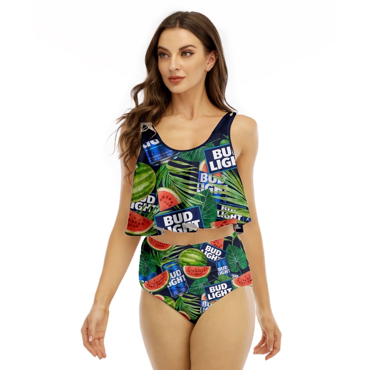 Bud Light Watermelon Ruffled Vest Swimsuit - VinoVogue.com