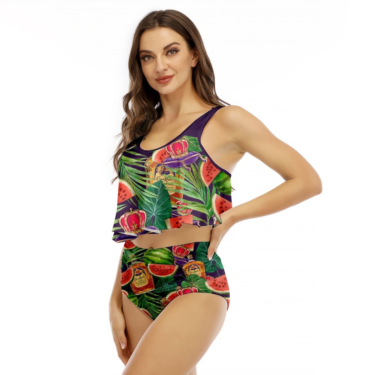 Crown Royal Watermelon Ruffled Vest Swimsuit - VinoVogue.com